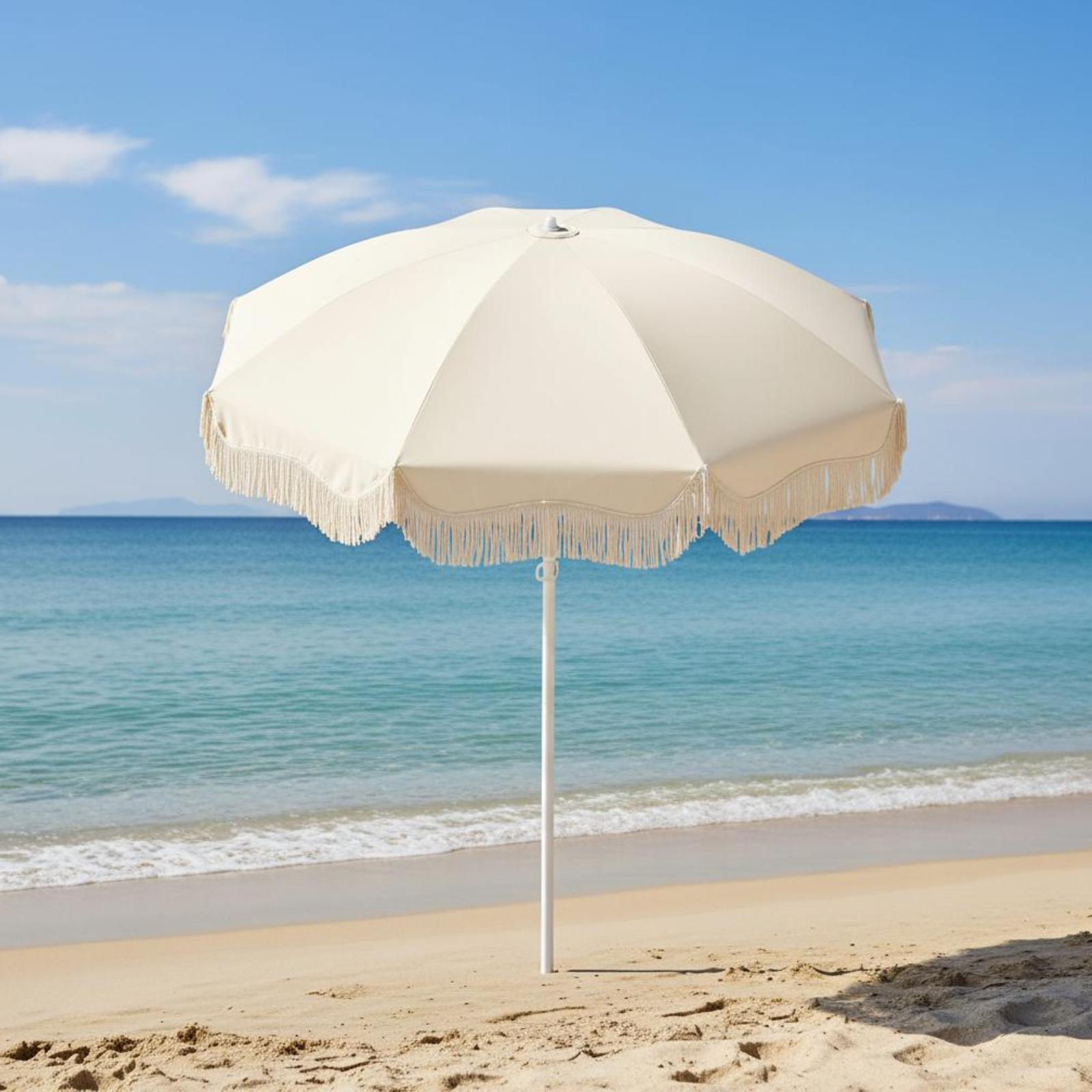 Smart Garden Umbrella - ร่มกันแดดสไตล์โบโฮพร้อมชายครุย สำหรับสวน สนามหญ้า และพื้นที่กลางแจ้ง