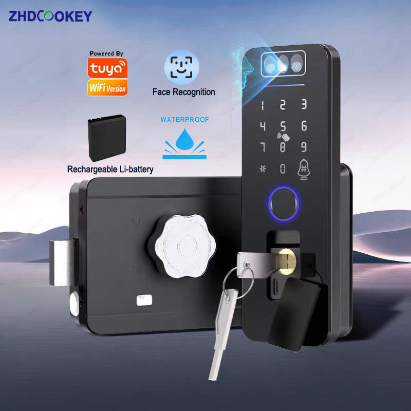 Smart Garden Door Lock - กุญแจล็อคอัจฉริยะแบบชาร์จไฟได้ พร้อมระบบจดจำใบหน้า 3 มิติ กันน้ำ ควบคุมผ่านแอพและกริ่งประตู