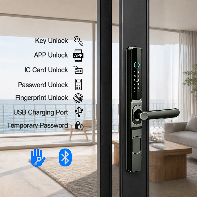 Smart Garden Door Lock - แอป TTLock รองรับการปลดล็อคด้วยลายนิ้วมือ รหัสผ่าน บัตรประชาชน พอร์ตชาร์จ