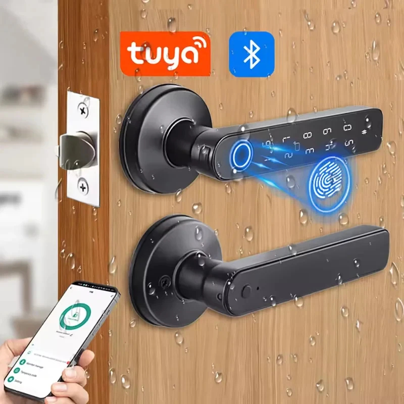 Smart Garden Door Lock - แอปทูย่าบลูทูธสมาร์ทล็อคประตูด้วยลายนิ้วมือรหัสผ่านกุญแจกลไก NFC ปลดล็อคสำหรับล็อคประตูไม้ IP65 กันฝน