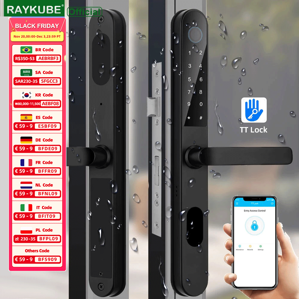 Smart Garden Door Lock - Raykube IP68 DQ09กันน้ำบลูทูธล็อคประตูที่ล็อคประตูอลูมิเนียมพร้อม TT LOCK APP