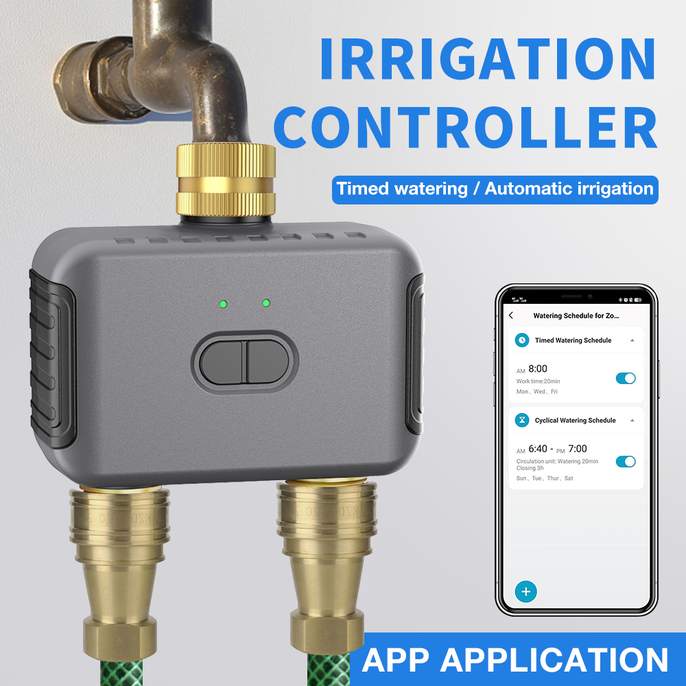 Smart Garden Tower - Tuya 2 โซนรดน้ําจับเวลาสวนชลประทานอัตโนมัติ Controller ระบบรดน้ําหยด Sprinkler