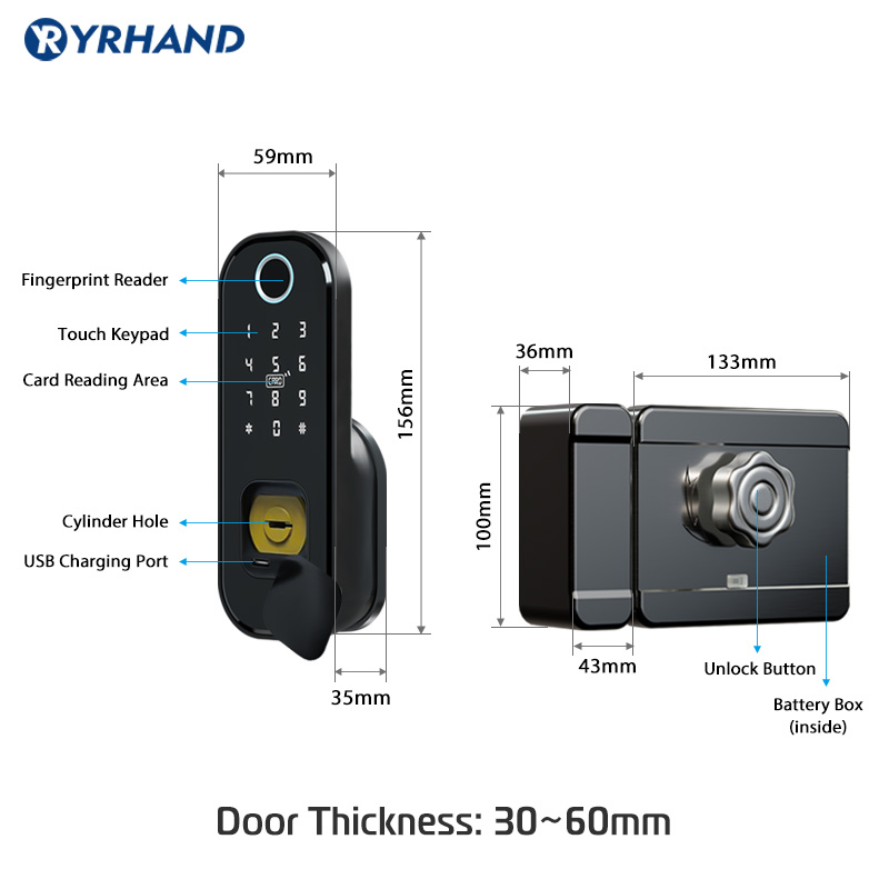 Tuya ลายนิ้วมือประตูล็อคกันน้ํ - Smart Garden Door Lock บทวิจารณ์และราคา
