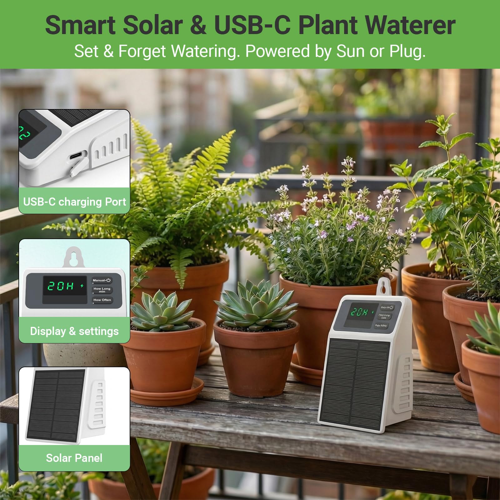 ระบบให้น้ำหยดด้วยพลังงานแสงอาท - Smart Garden Tower บทวิจารณ์และราคา